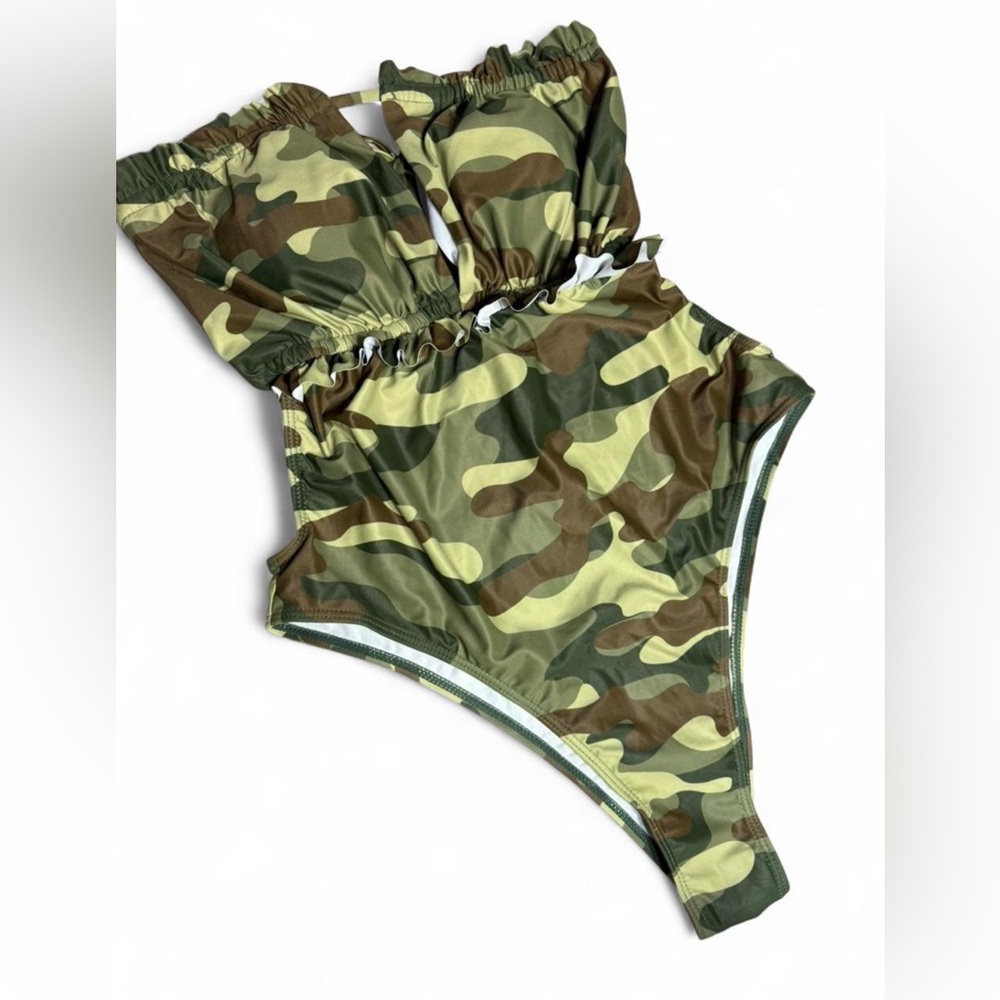 Green Camo One-Piece Swimsuit-large